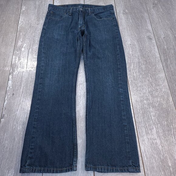 Levis Jeans Mens 34x30 Blue 527 Bootcut Mid Rise Slim Fit Denim Wash Pants - Picture 2 of 11